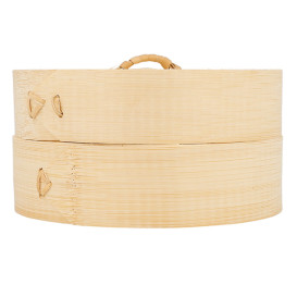 Cestello Cottura a Vapore Bambù con Coperchio Ø15x8cm (100 Pezzi)