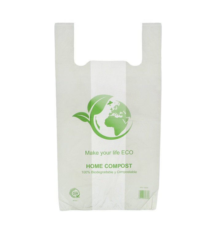Sacchetto di Plastica Canottiera Bio Home Compost 50x55 cm (100 Pezzi) Sacchetto di Plastica Canottiera Bio Home Compost 50x55 cm (100 Pezzi)