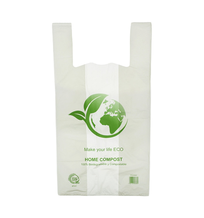 Sacchetto di Plastica Canottiera Bio Home Compost 55x60cm (100 Pezzi) Sacchetto di Plastica Canottiera Bio Home Compost 55x60cm (100 Pezzi)