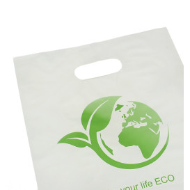Sacchetti Plastica Manico Fustellato Bio Home Compost 20x33cm (100 Pezzi)