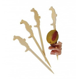 Spiedi di Bambu Decorato Cavalluccio Marino 90mm (100 Pezzi)
