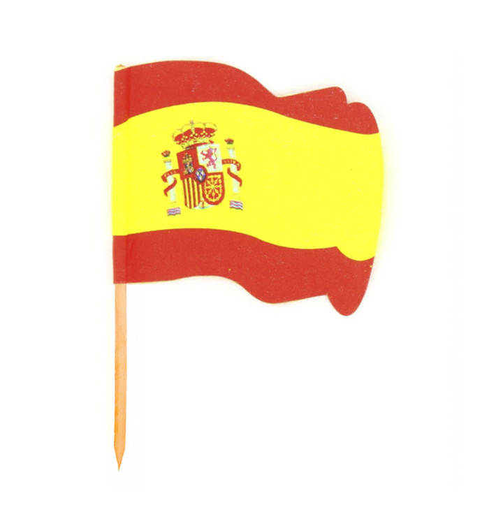 Spiedi in Legno Bandiera "Espagne" 65mm (144 Pezzi)