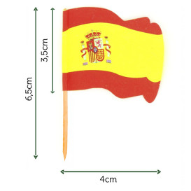 Spiedi in Legno Bandiera "Espagne" 65mm (144 Pezzi)