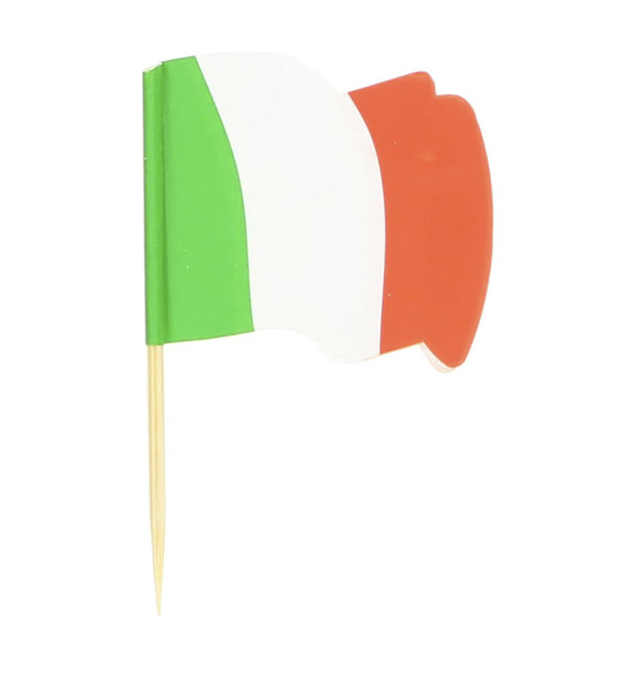 Spiedi in Legno Bandiera "Italia" 65mm (144 Pezzi)
