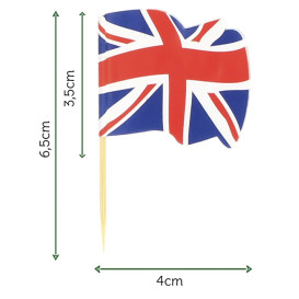 Spiedi in Legno Bandiera "UK" 65mm (144 Pezzi)