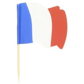 Spiedi in Legno Bandiera "Francia" 65mm (144 Pezzi)