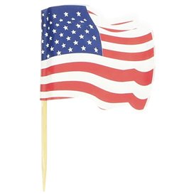 Spiedi in Legno Bandiera "USA" 65mm (144 Pezzi)