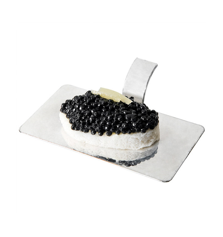 Piatto Degustazione Manico Argento 10x5,5cm (1296 Pezzi) Piatto Degustazione Manico Argento 10x5,5cm (1296 Pezzi)