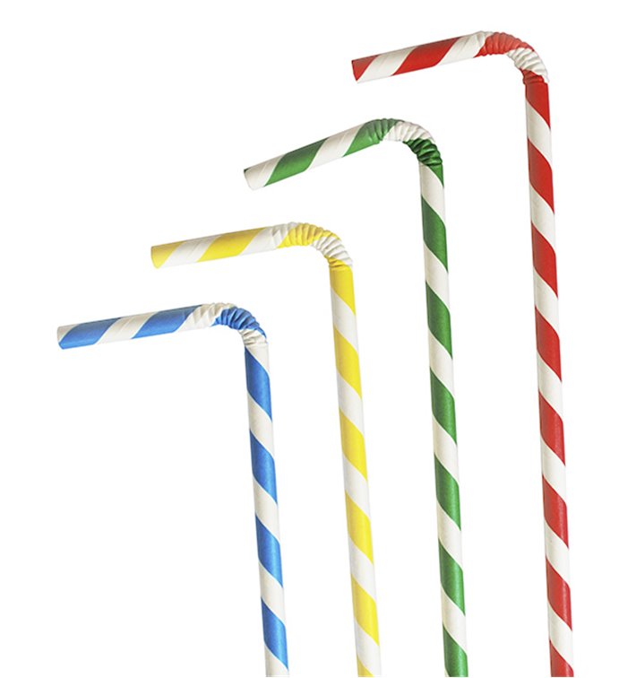 Cannuccia Flessible di Carta Assortimento Ø6mm 23cm (6000 Pezzi) Cannuccia Flessible di Carta Assortimento Ø6mm 23cm (6000 Pezzi)