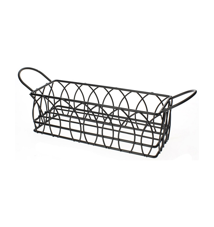 Cesto Rettangolare Acciaio Nero 210x80x70mm (6 Pezzi) Cesto Rettangolare Acciaio Nero 210x80x70mm (6 Pezzi)