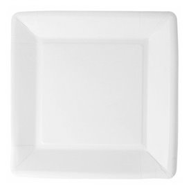 Piatto di Carta Biocoated Bianco Quadrato 18cm (20 Pezzi)