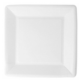 Piatto di Carta Biocoated Bianco Quadrato 23cm (20 Pezzi)