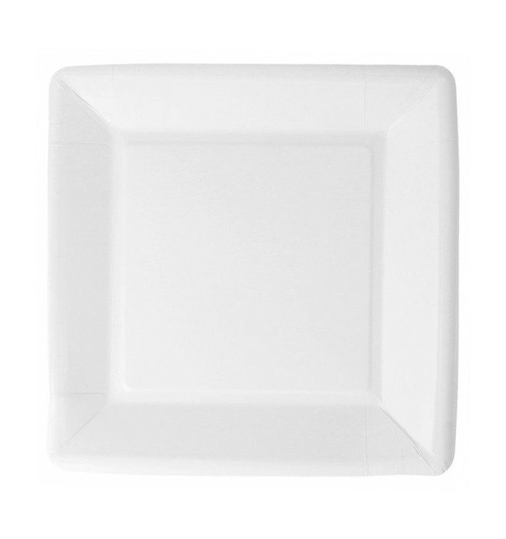 Piatto di Carta Biocoated Bianco Quadrato 23cm (20 Pezzi) Piatto di Carta Biocoated Bianco Quadrato 23cm (20 Pezzi)