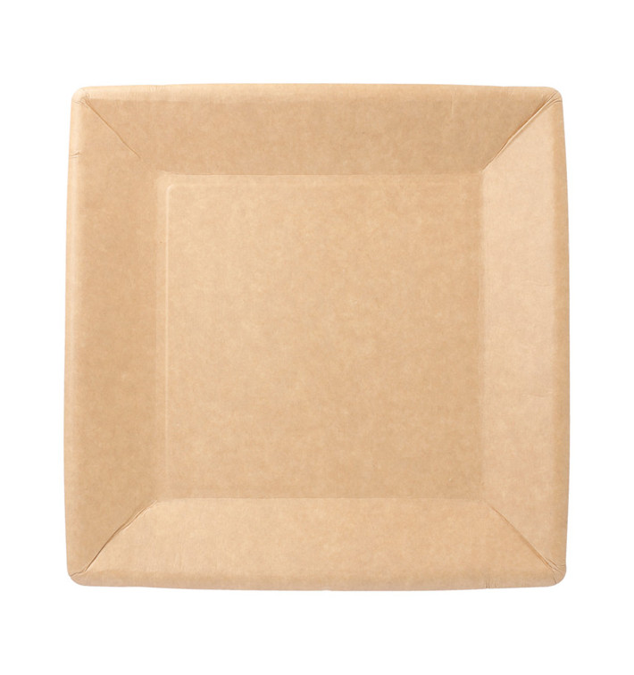 Piatto di Carta Biocoated Naturale Quadrato 18cm (20 Pezzi) Piatto di Carta Biocoated Naturale Quadrato 18cm (20 Pezzi)