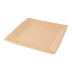 Piatto di Carta Biocoated Naturale Quadrato 18cm (20 Pezzi)