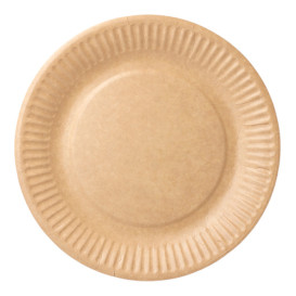 Piatto di Carta Biocoated Naturale Rilievo Ø18 cm (20 Pezzi)