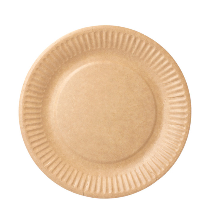 Piatto di Carta Biocoated Naturale Rilievo Ø18 cm (20 Pezzi) Piatto di Carta Biocoated Naturale Rilievo Ø18 cm (20 Pezzi)