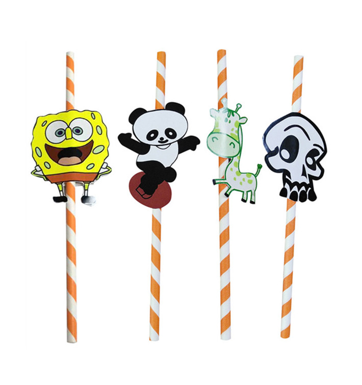 Cannuccia di Carta Assortimento Animali Ø6mm 24cm (100 Pezzi) Cannuccia di Carta Assortimento Animali Ø6mm 24cm (100 Pezzi)