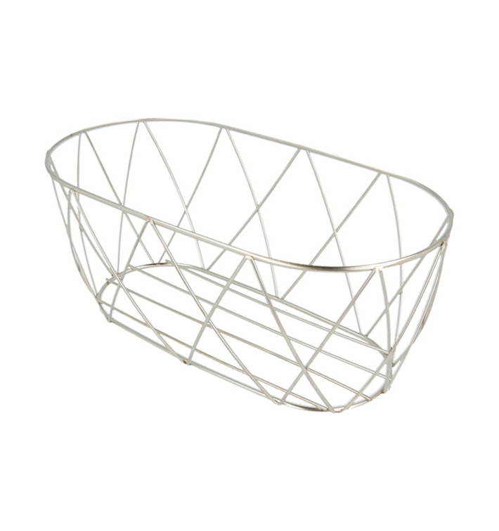 Cesto Ovale Acciaio Argento 255x127x102mm (1 Pezzi) Cesto Ovale Acciaio Argento 255x127x102mm (1 Pezzi)