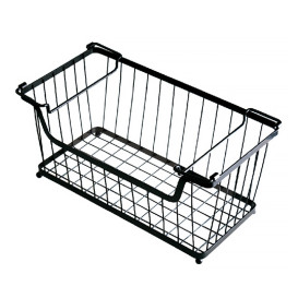 Cesto Impilabile con Manici Acciaio Nero 330x275x227mm (1 Pezzi)