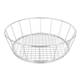 Cesto Rotondo Acciaio Argento Ø241x70mm (12 Pezzi)