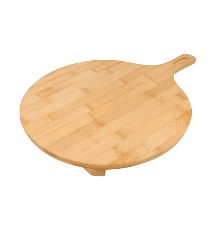 Vassoio Rotondo con manico Bambu Ø35x2,5cm (10 Pezzi) Vassoio Rotondo con manico Bambu Ø35x2,5cm (10 Pezzi)