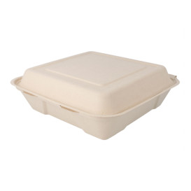 Contenitori Canna da Zucchero Naturale 225x225x75mm (50 Pezzi)