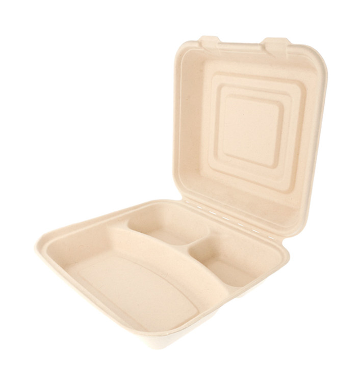 Contenitori di Canna da Zucchero 3S 250x250x75mm (50 Pezzi) Contenitori di Canna da Zucchero 3S 250x250x75mm (50 Pezzi)