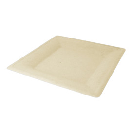 Piatto Quadrato Canna Zucchero Natural 200x200mm (50 Pezzi)