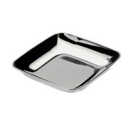 Piattino Plastica  Degustazione Quadrato Argento 6x6x1 cm 
