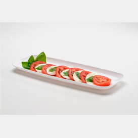 Vassoio Plastica Rettangolare Degustazione Bianco 6x19 cm (20 Pezzi)