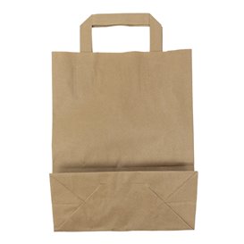 Sacchetti di carta Kraft con manico piatto 80g/m² 22+10x28cm (50 Pezzi)