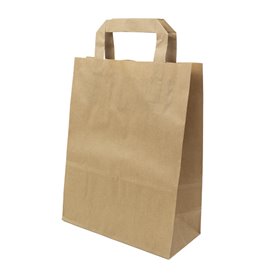 Sacchetti di carta Kraft con manico piatto 80g/m² 22+10x28cm (50 Pezzi)