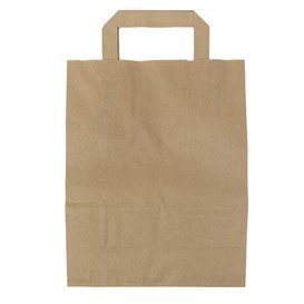 Sacchetti di carta Kraft con manico piatto 80g/m² 22+10x28cm (50 Pezzi)