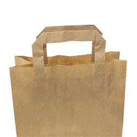Sacchetti di carta Kraft con manico piatto 80g/m² 22+10x28cm (50 Pezzi)