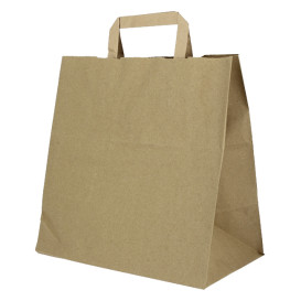 Sacchetti di carta Kraft con manico piatto 80g/m² 28+17x29cm (250 Pezzi)