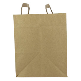 Sacchetti di carta Kraft con Manico Piatto 80g/m² 32+21x26cm (250 Pezzi)