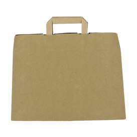 Sacchetti di carta Kraft con Manico Piatto 80g/m² 32+21x26cm (250 Pezzi)