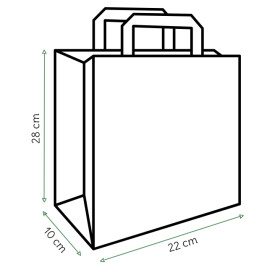 Sacchetti di carta Kraft con manico piatto 80g/m² 22+10x28cm (50 Pezzi)