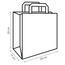 Sacchetti di carta Kraft con manico piatto 80g/m² 28+17x29cm (250 Pezzi)