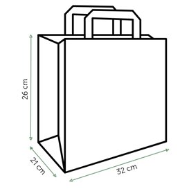 Sacchetti di carta Kraft con manico piatto 80g/m² 32+21x26cm (50 Pezzi)
