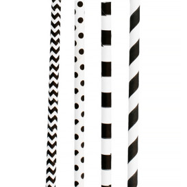 Cannuccia Dritta di Carta Assortimento Nero Ø6mm 200mm (3000 Pezzi)