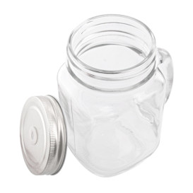 Caraffa di Vetro con Coperchio e Cannuccia 450 ml (24 Pezzi)