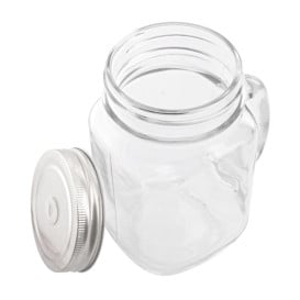 Caraffa di Vetro con Coperchio e Cannuccia 450 ml (1 Pezzi)