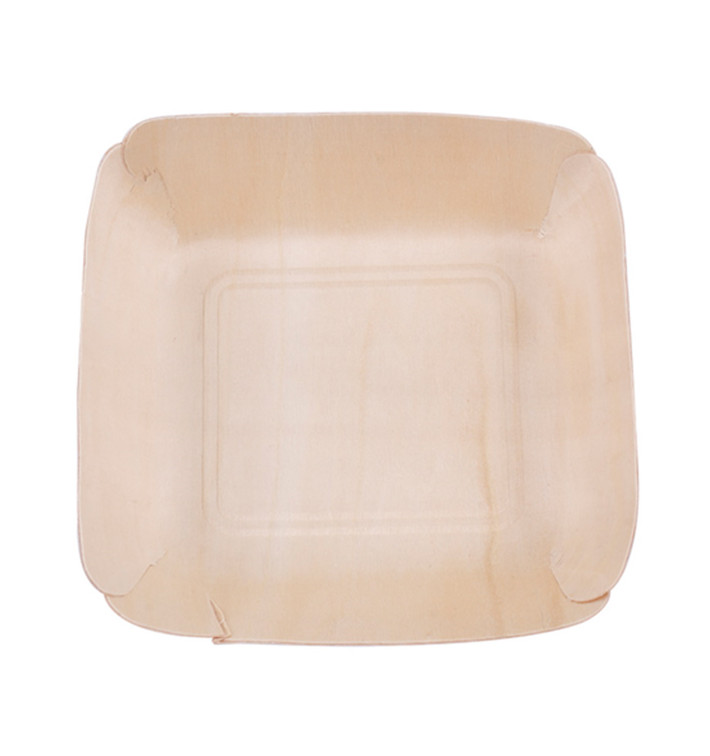 Piatto di Legno Rettangolare 13x12x3cm (50 Pezzi) Piatto di Legno Rettangolare 13x12x3cm (50 Pezzi)