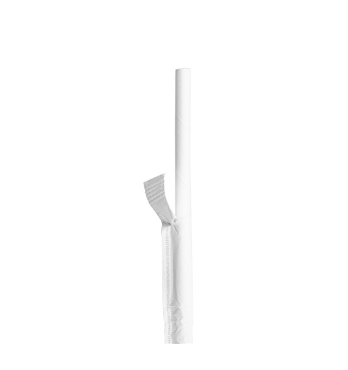 Cannuccia Dritta Carta Bianco Imbustato Bianco Ø6mm 21cm (6000 Pezzi) Cannuccia Dritta Carta Bianco Imbustato Bianco Ø6mm 21cm (6000 Pezzi)