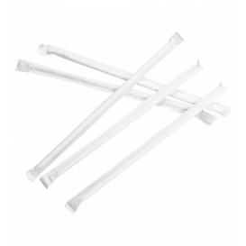 Cannuccia Dritta Carta Bianco Imbustato Bianco Ø6mm 21cm (6000 Pezzi)