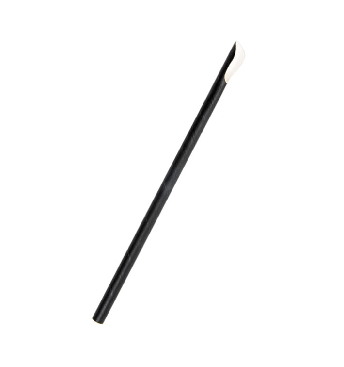 Cannuccia Cucchiaio Carta Nero Ø8mm 21cm (5000 Pezzi) Cannuccia Cucchiaio Carta Nero Ø8mm 21cm (5000 Pezzi)