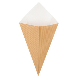 Cono Ondulato di Carta Marrone 270mm 250g (600 Pezzi)