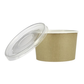 Contenitori di Carta Kraft Con Coperchio PP 16 Oz/473ml (25 Pezzi)